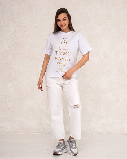 Жіноча футболка oversize з написом Paris