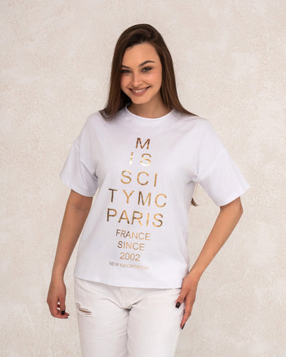 Жіноча футболка oversize з написом Paris